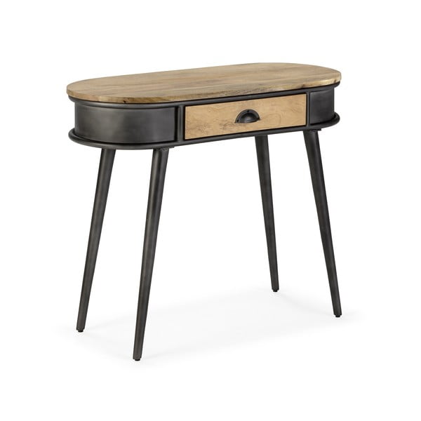 Czarna/w naturalnym kolorze konsola 38x90 cm Delhi – MOME-image-1