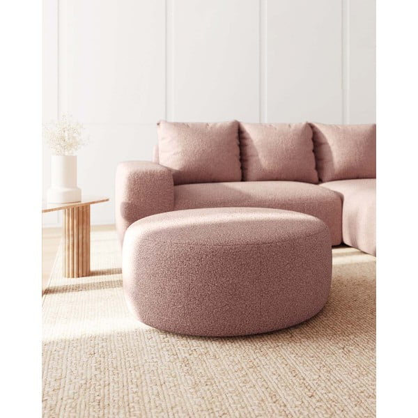 Jasnoróżowy puf z materiału bouclé Bouclé Feiro – MESONICA-image-2