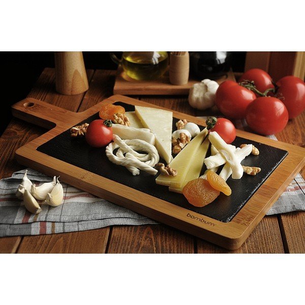 Deska do serwowania z kamienia i bambusu Bambum Lena, 43x23 cm-image-4