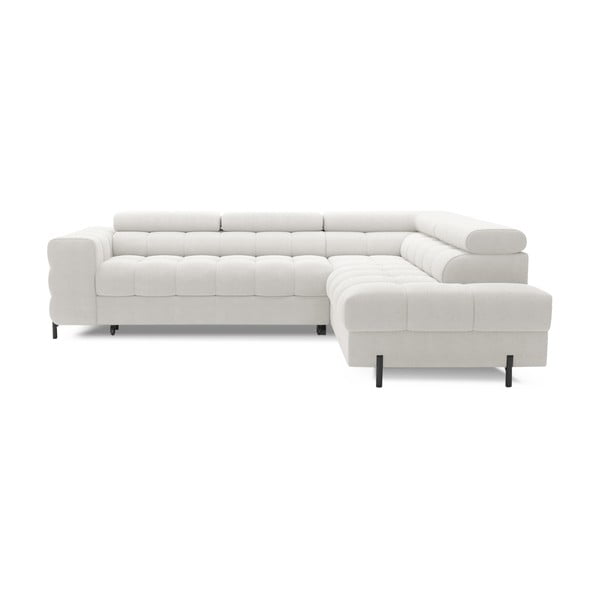 Kremowy rozkładany/ze schowkiem narożnik z materiału bouclé (prawostronny/w kształcie litery L) Ferucce – ELTAP-image-2