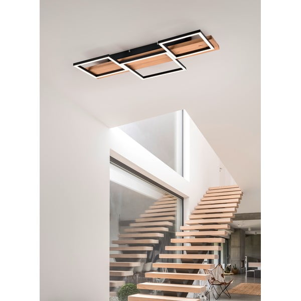 Czarno-naturalna lampa sufitowa LED ze ściemniaczem 34x65 cm Harper – Trio-image-1