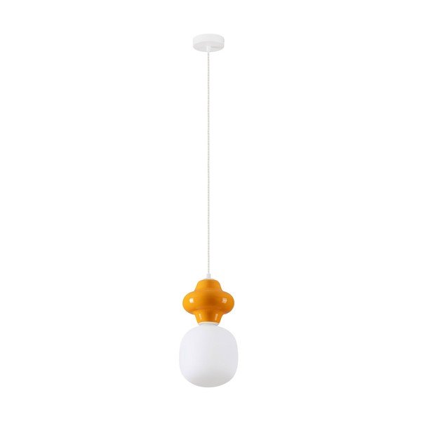 Biała/pomarańczowa lampa wisząca ceramiczna ze szklanym kloszem ø 18 cm Clio – Nova Luce