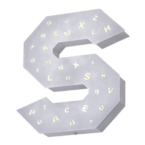 Szara dekoracja świetlna w kształcie litery Glimte Letter S