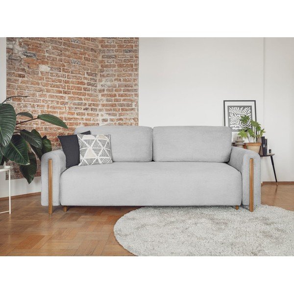 Jasnoszara sztruksowa rozkładana/ze schowkiem sofa 244 cm Arcadova – ELTAP-image-1