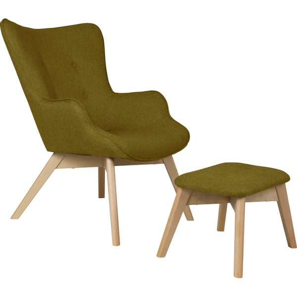 Zielony fotel z podnóżkiem Niko – Ropez