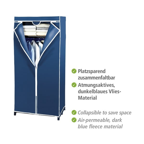 Niebieska szafa tekstylna Wenko, 160x50x75 cm-image-4