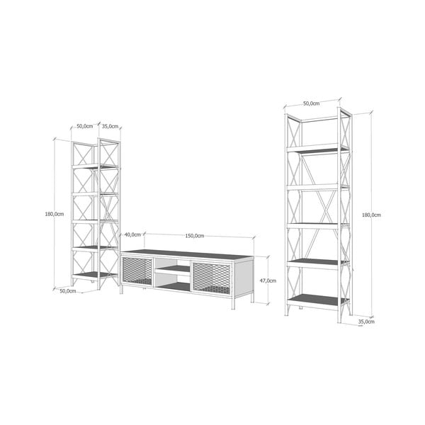 Antracytowy zestaw pod TV 150x47 cm Maxim – Kalune Design-image-4