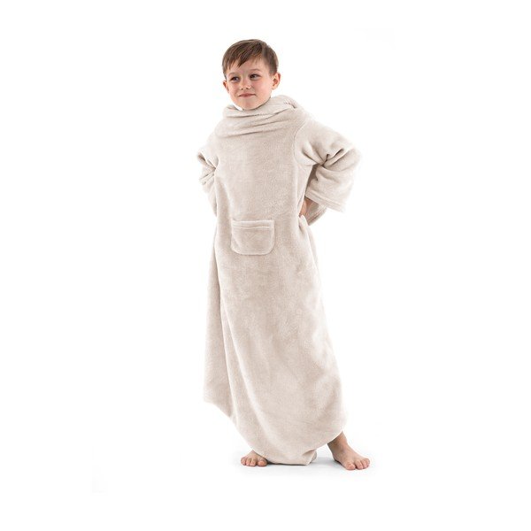 Beżowy kocyk dziecięcy z rękawami DecoKing Lazykids-image-1
