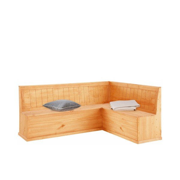 Ławka narożna z drewna sosnowego ze schowkiem Støraa Silas-image-1