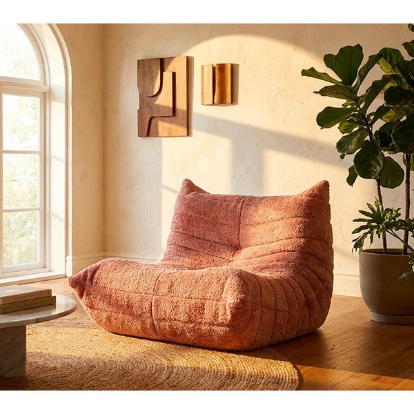 Różowy worek do siedzenia z materiału bouclé Mask – Mauro Ferretti-image-1