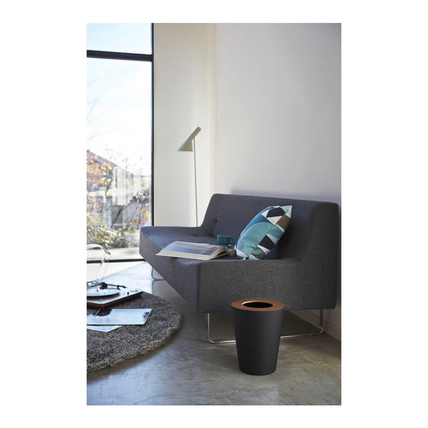 Czarny kosz na śmieci YAMAZAKI Rin Round-image-1