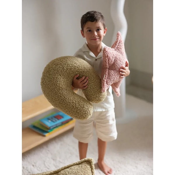 Zielona poduszka na sofę dziecięcą z materiału bouclé U – Wigiwama-image-1