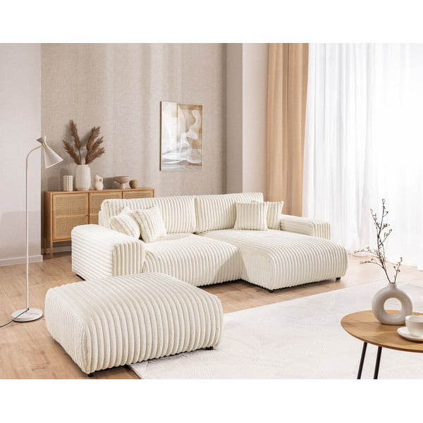 Kremowy sztruksowy podnóżek Justin – Ropez-image-3