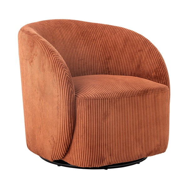 Pomarańczowy sztruksowy fotel typu uszak Pradi – Bloomingville