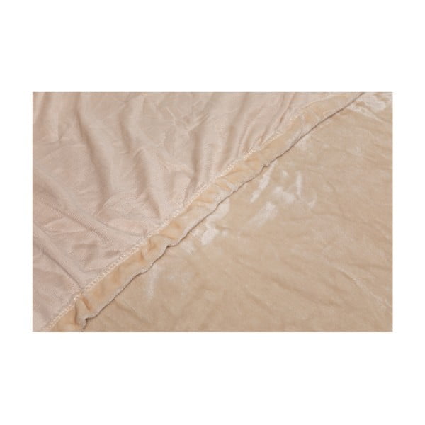 Beżowe prześcieradło z mikropluszu My House, 90x200 cm-image-1