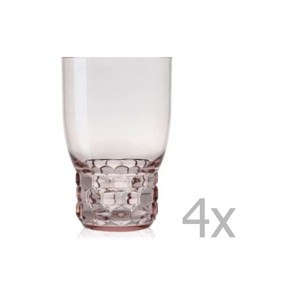 Zestaw 4 różowych szklanek Kartell Jellies, 400 ml