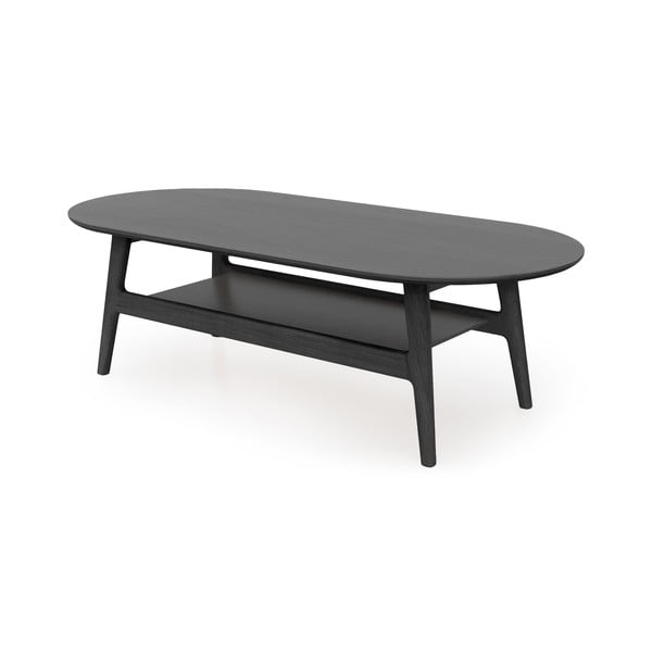 Czarny stolik w dekorze dębu 60x130 cm Curved – Woodman-image-2