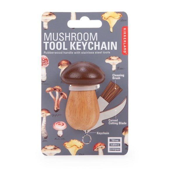 Zestaw nożyka i szczoteczki do grzybów w formie breloczka Kikkerland Mushroom