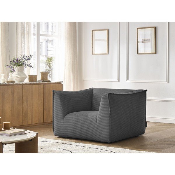 Ciemnoszary sztruksowy fotel Giorgia – Bobochic Paris-image-1