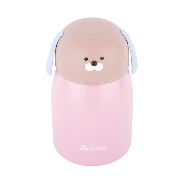 Różowa nierdzewna butelka termiczna Tantitoni Cute Doggy, 280 ml