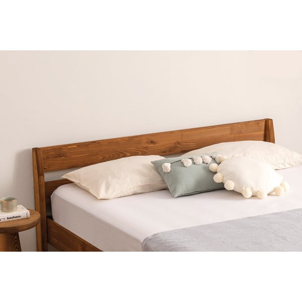 Ciemnobrązowe łóżko jednoosobowe z litego drewna świerkowego ze stelażem 90x200 cm Venus – Kalune Design-image-3