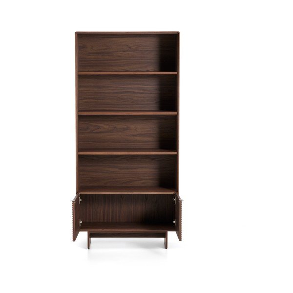 Regał w dekorze orzecha w ciemnym naturalnym kolorze 90x190x35 cm Norlen – Kave Home-image-4