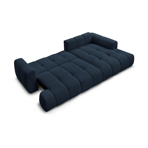 Ciemnoniebieski rozkładany/ze schowkiem narożnik (prawostronny/z szezlongiem) Fuji – Bobochic Paris-image-4