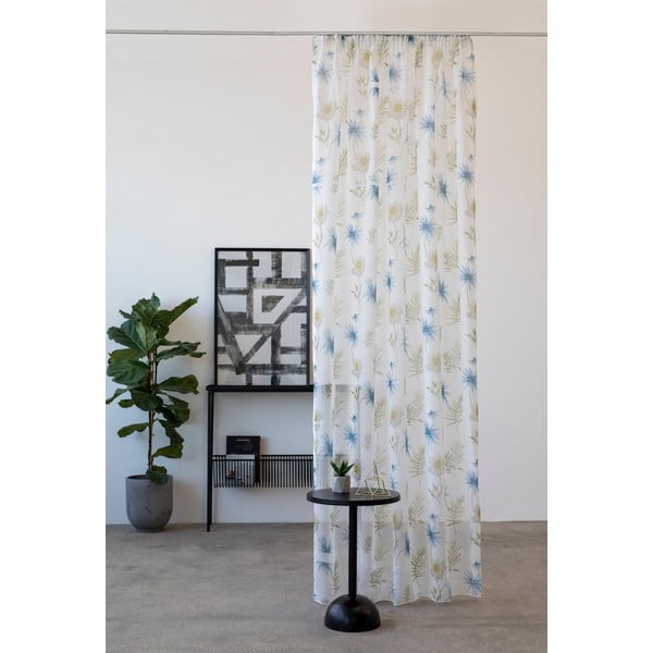 Biało-niebieska firanka 140x260 cm Tropical – Mendola Fabrics
