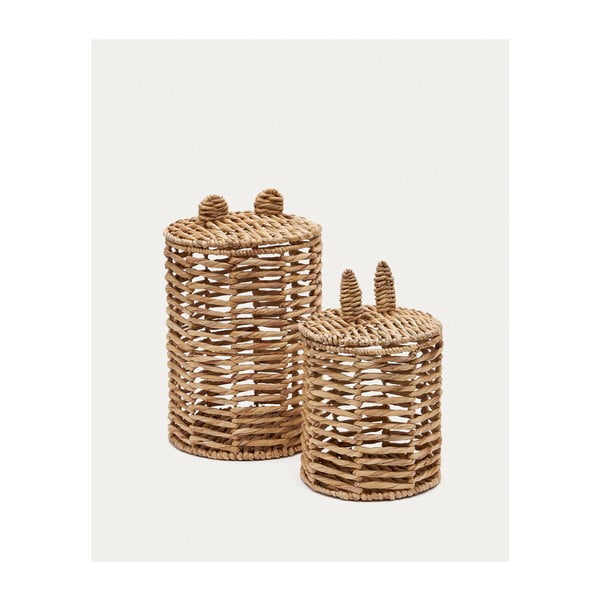 Dziecięce kosze na zabawki z hiacyntu wodnego w naturalnym kolorze 2 szt. ø 30x50 cm Venezia – Kave Home-image-2