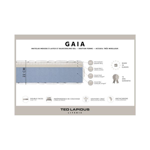 Materac z lateksowej pianki Ted Lapidus Maison GAIA, 180x200 cm-image-1