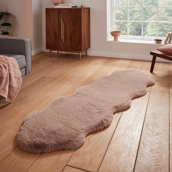 Jasnobrązowy syntetyczny chodnik 60x180 cm Super Teddy – Think Rugs-image-1
