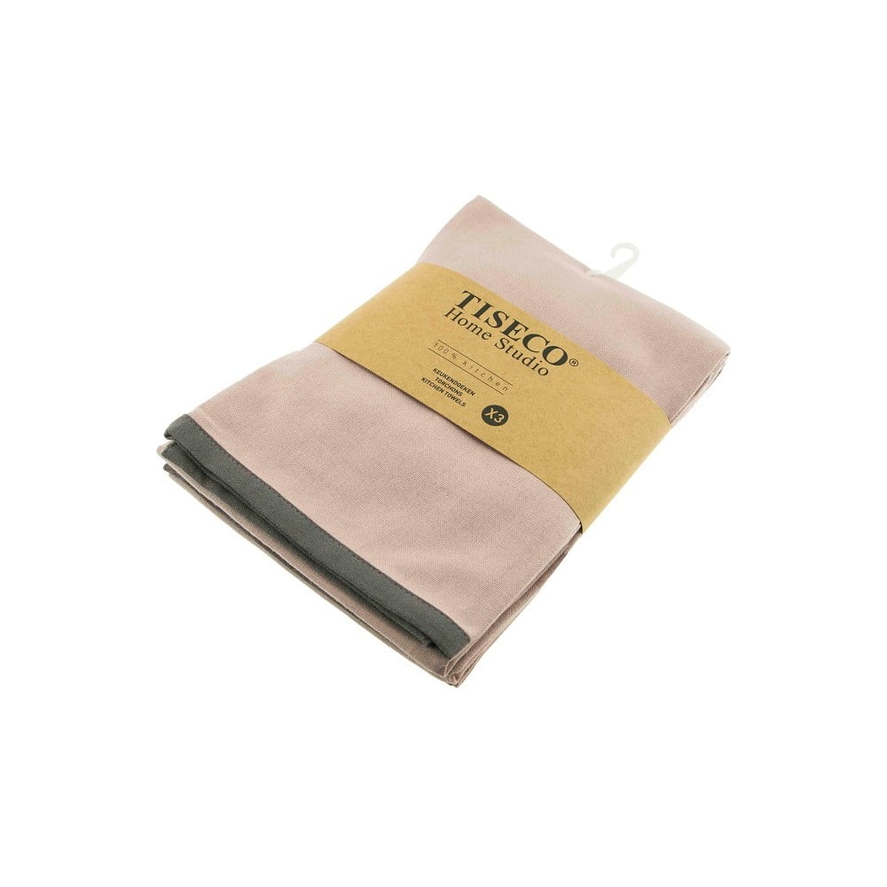 Komplet 3 beżowych bawełnianych ścierek Tiseco Home Studio, 50x70 cm