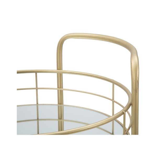 Regał/stolik barowy na kółkach 3-poziomowy z konstrukcją w złotym kolorze Mauro Ferretti Rondo-image-1