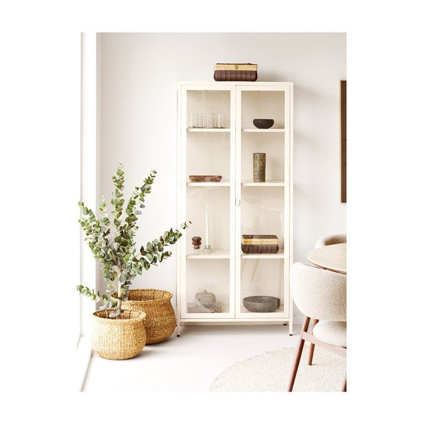 Kremowa stalowa witryna 80x175x35 cm Brisbane – House Nordic-image-1
