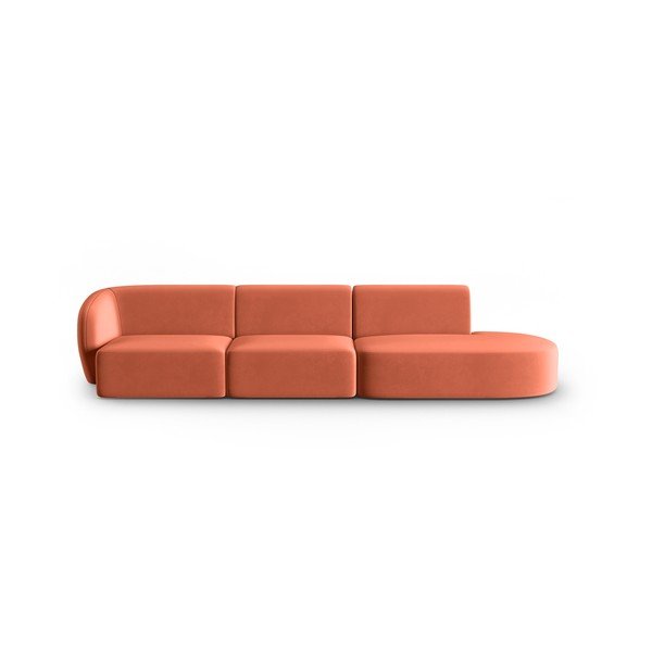 Różowa aksamitna sofa lewostronna 311 cm Paolo – Milo Casa
