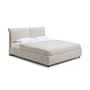 Beżowe tapicerowane łóżko dwuosobowe ze schowkiem i stelażem 180x200 cm Myra Pillow – Bonami Selection