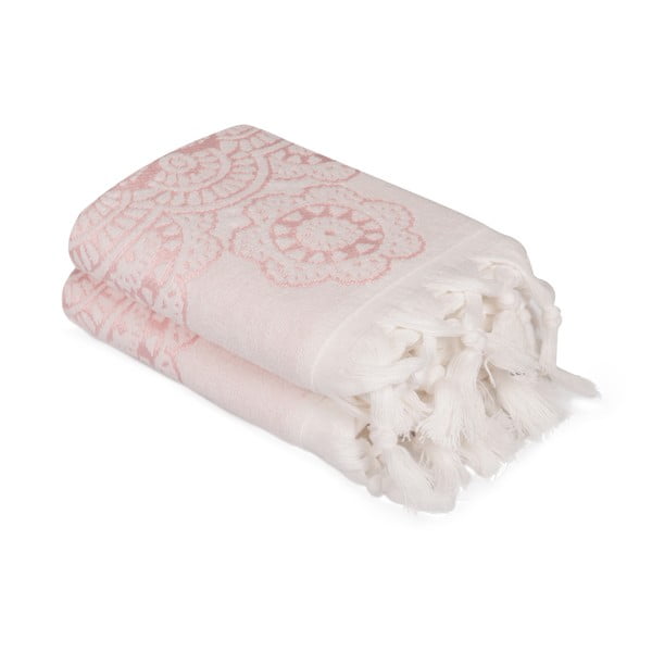 Komplet 2 różowych bawełnianych ręczników Carmelo Lerro, 50x90 cm