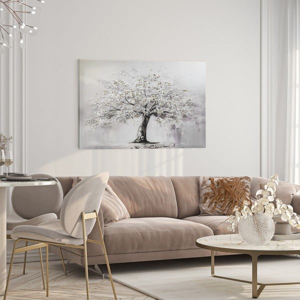 Obraz z ręcznie malowanymi elementami 70x100 cm White Tree – Styler-image-1