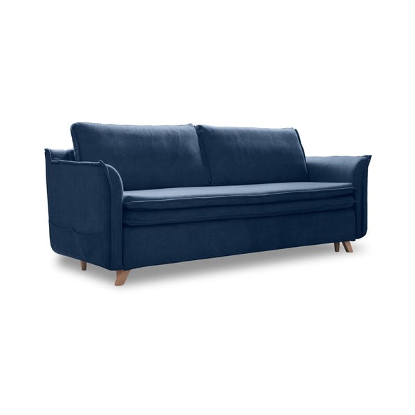 Ciemnoniebieska aksamitna rozkładana sofa 225 cm Charming Charlie – Miuform