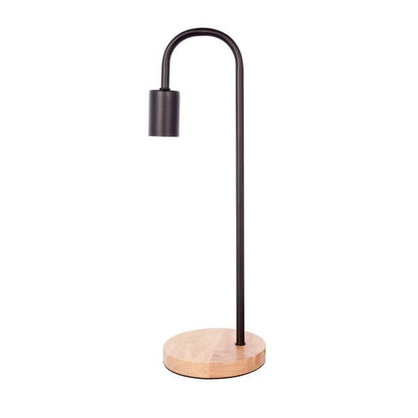 Czarna ręcznie wykonana lampa stołowa z drewnianą podstawą Vivorum Avedi