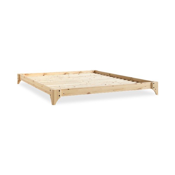 Łóżko dwuosobowe z drewna sosnowego z materacem Karup Design Elan Comfort Mat Natural Clear/Natural, 140x200 cm-image-3
