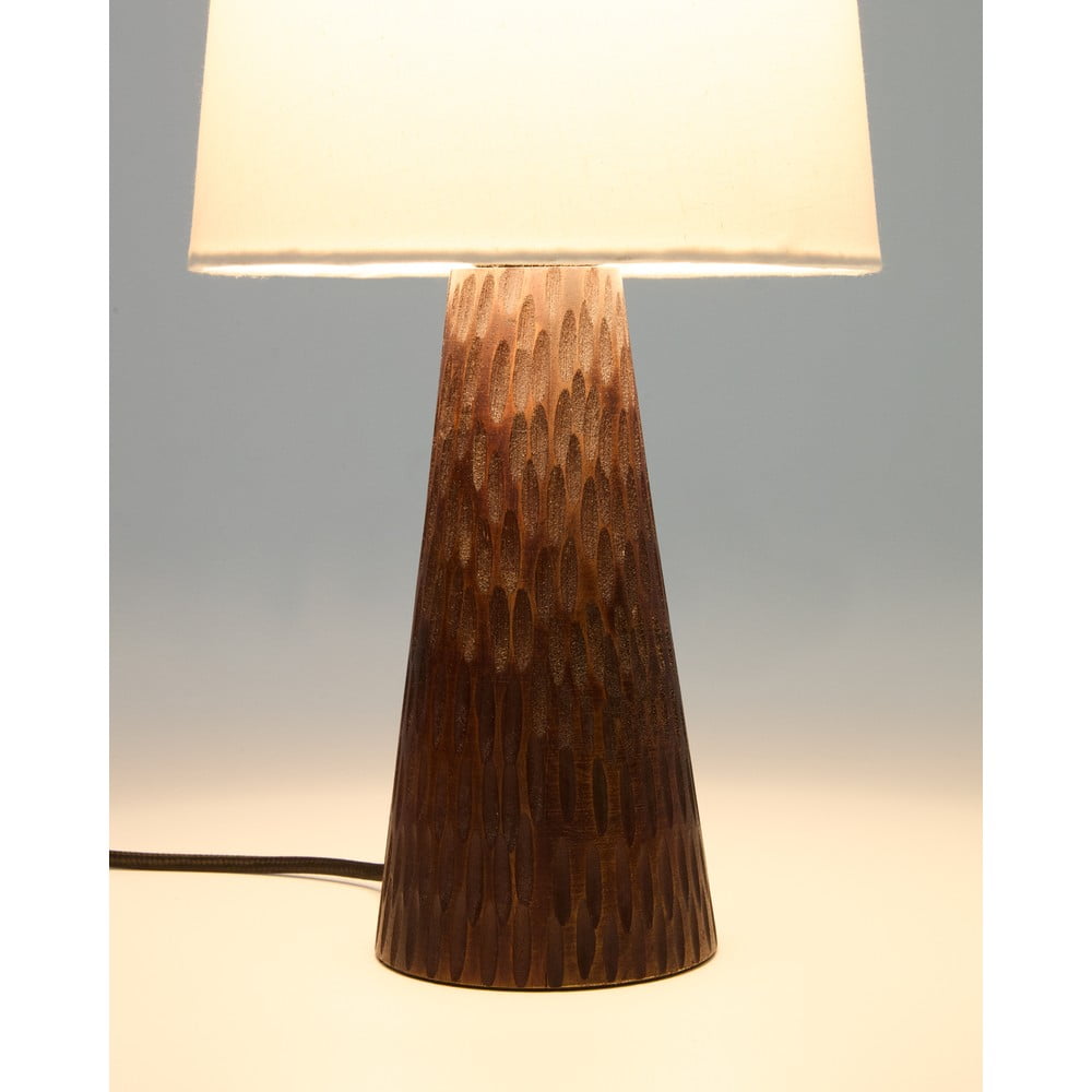 Biało-ciemnobrązowa lampa stołowa z tekstylnym kloszem (wysokość 50 cm) Amire – Kave Home (zdjęcie 3)