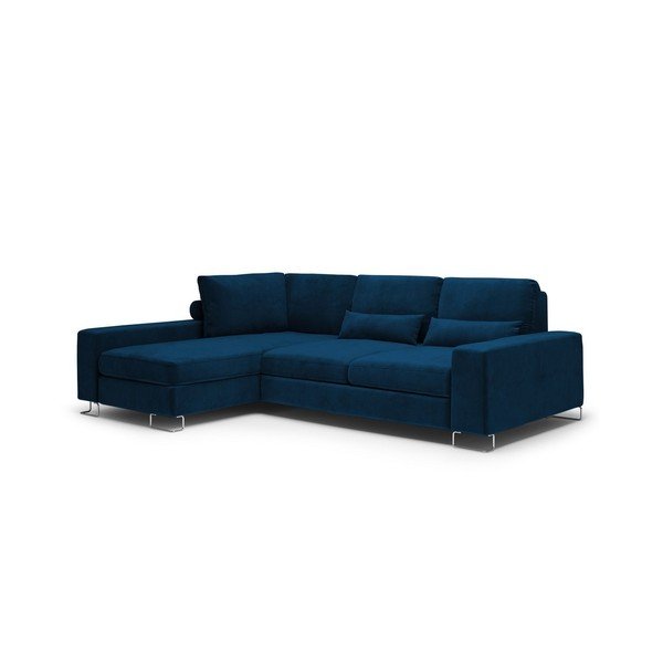 Granatowy rozkładany narożnik z aksamitnym obiciem Windsor & Co Sofas Diane, lewostronny-image-3