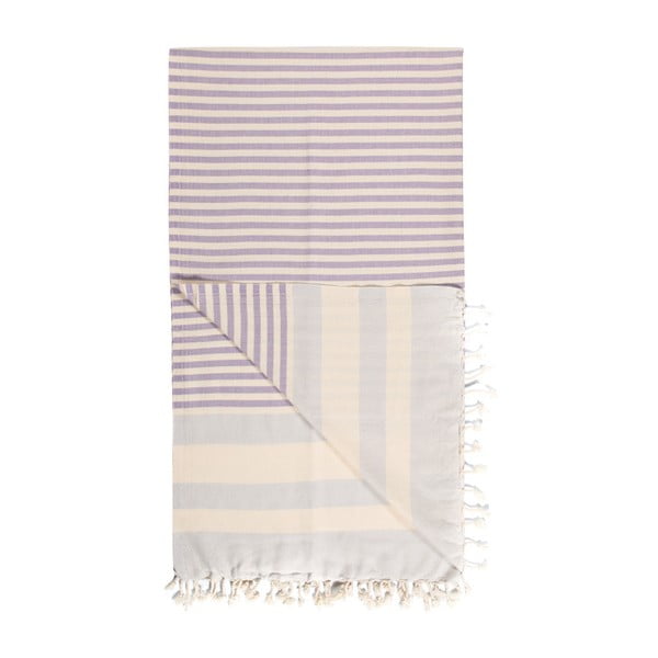 Jasnofioletowy ręcznik kąpielowy tkany ręcznie Ivy's Hazac, 100x180 cm