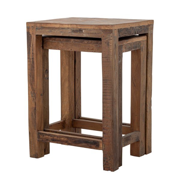 Stoliki zestaw 2 szt. z drewna z recyklingu 40x36 cm Galen – Bloomingville-image-2