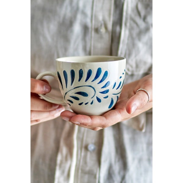 Biało-niebieski kamionkowy kubek 240 ml Heikki – Bloomingville-image-2