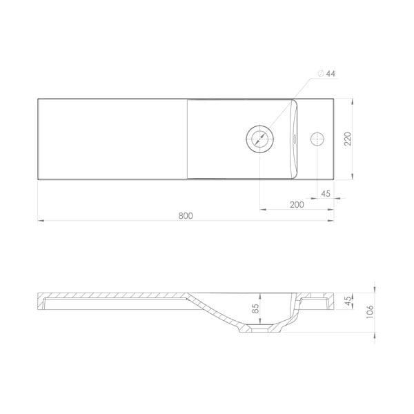 Biała umywalka z kompozytu mineralnego 80x22 cm Agos – Sapho-image-4