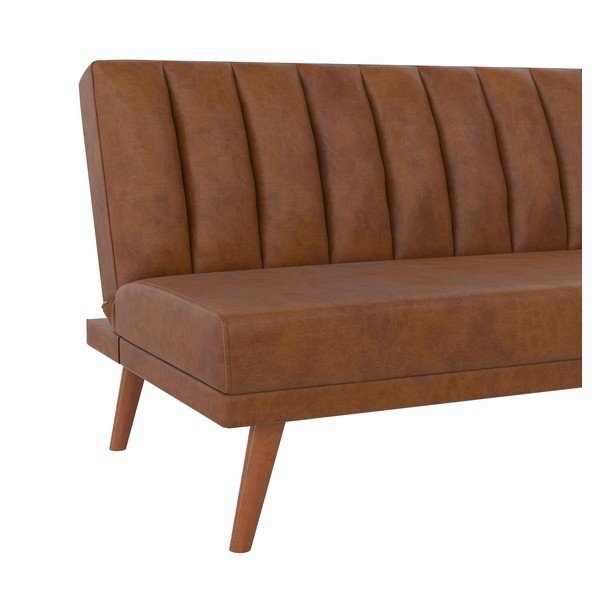 Pomarańczowa rozkładana sofa z imitacji skóry 173 cm Brittany – Novogratz-image-4