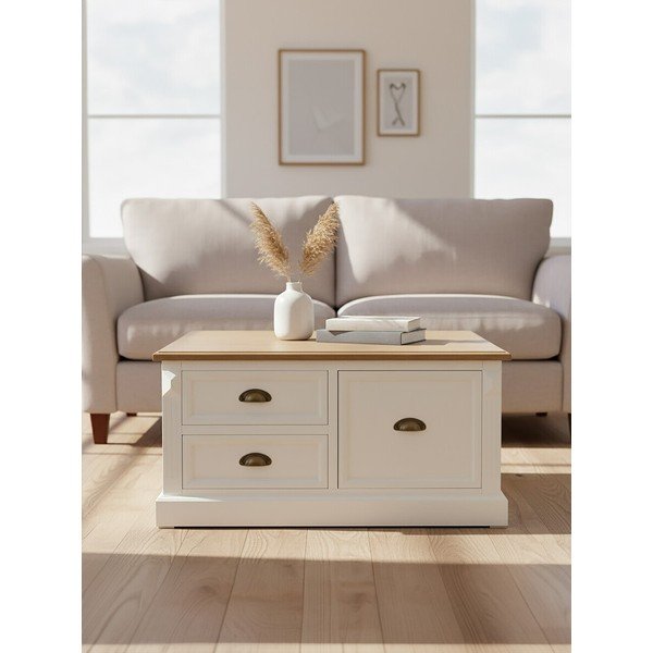 Biały stolik w dekorze jodły 90x90 cm Hardwick – Premier Housewares-image-4