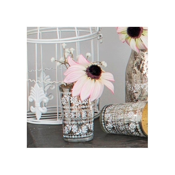 Szklany wazon ze sztucznymi kwiatami Susan, 15 cm